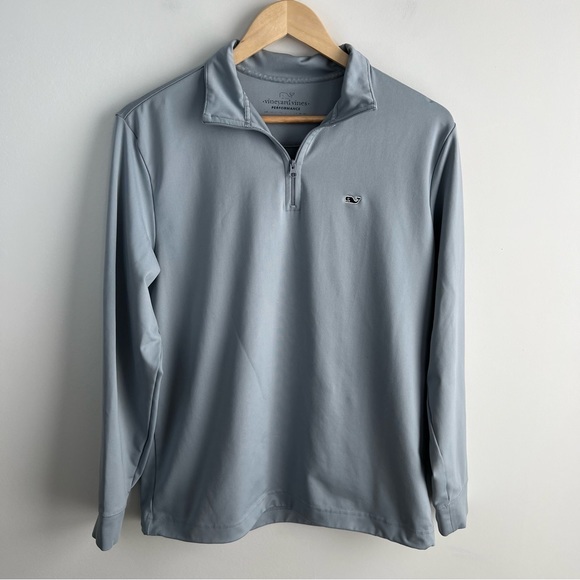 Vineyard Vines Other - Vineyard Vines Performance Polo Small Long Sleeve Shirt Gray 1/4 Zip Relaxed Fit